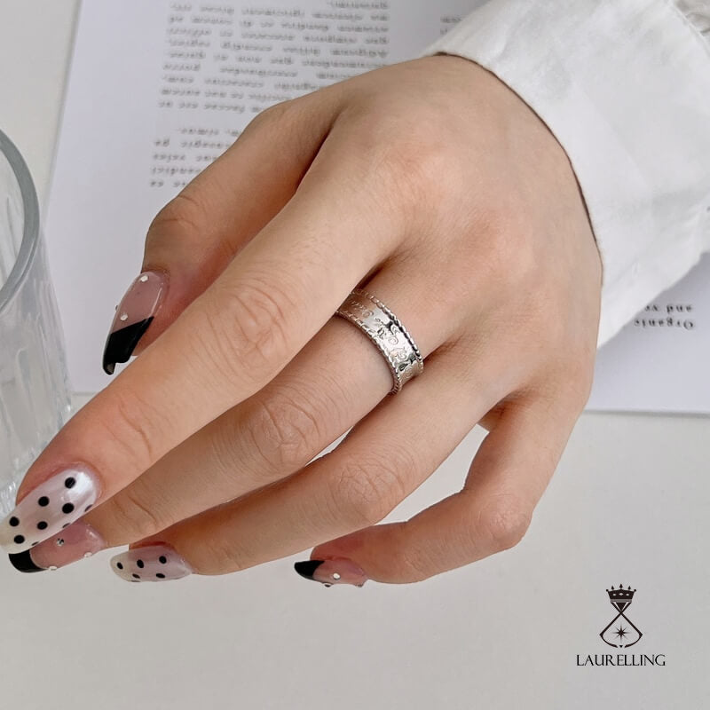 S925 Sterling Silver English Letter Open Ring