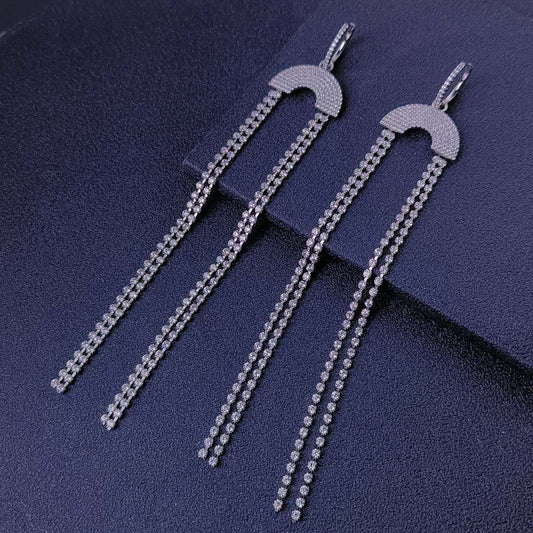 Micro Zirconia Tassel Created Gemstone Stud Earrings