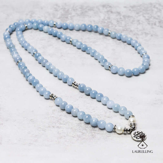 6MM 108 Mala Beads Aquamarine Healing Bracelet