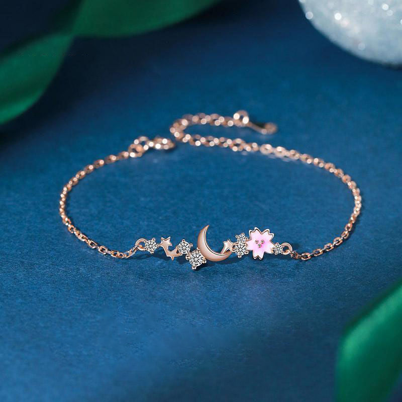 Stars Moon and Flowers Exquisite Bracelet