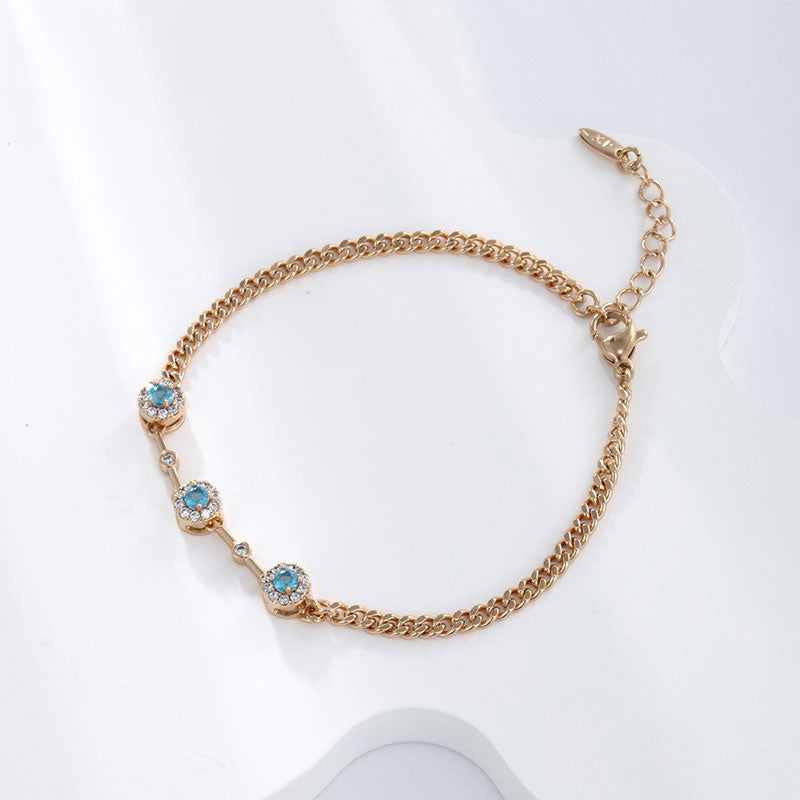 Women's Imitation Stone Aquamarine Inlaid Bracelet