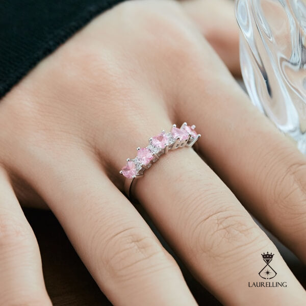 Vintage S925 Sterling Silver Pink Zircon Ring
