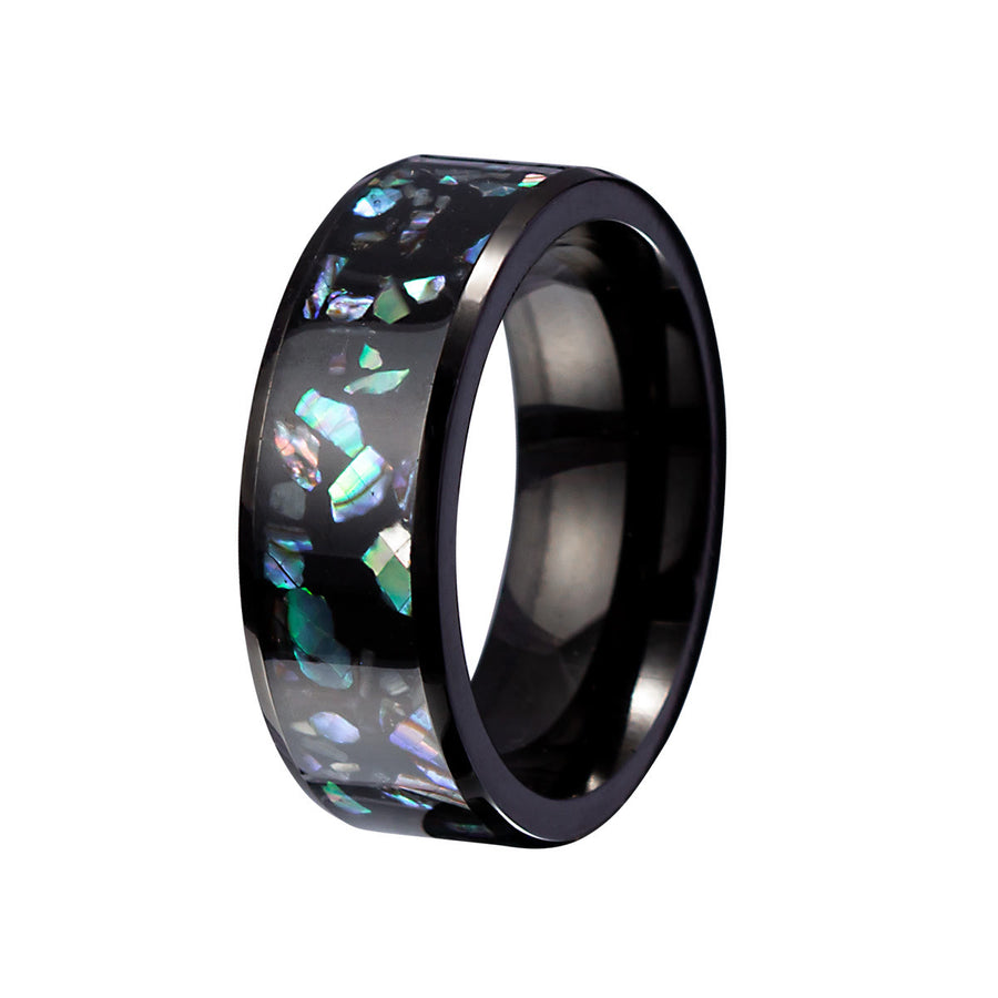Crushed Opal Abalone Tungsten Carbide Ring