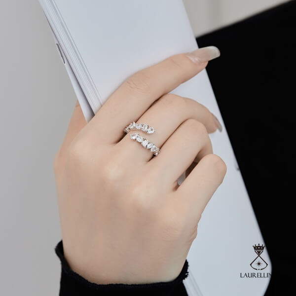 S925 Sterling Silver White Irregular Zircon Ring