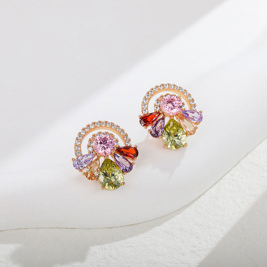 Micropaved Zirconia Sparkling Daisy Stud Earrings