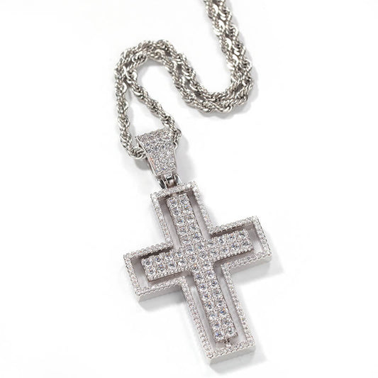 Street Hip Hop Cross Twist Pendant Necklace