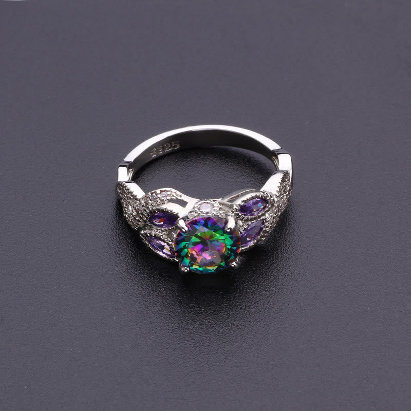 Colorful Oval Zircon Ring