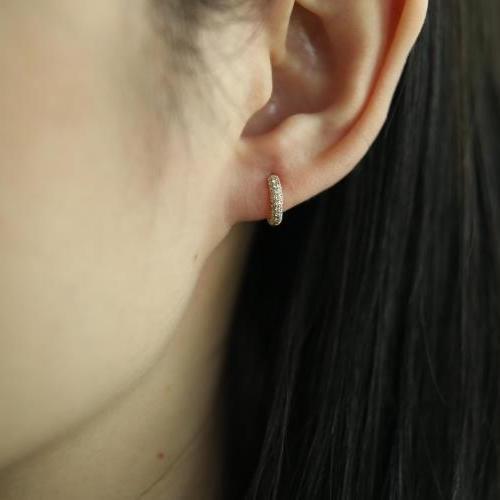 Simple Full Zircon Small Hoop Earrings