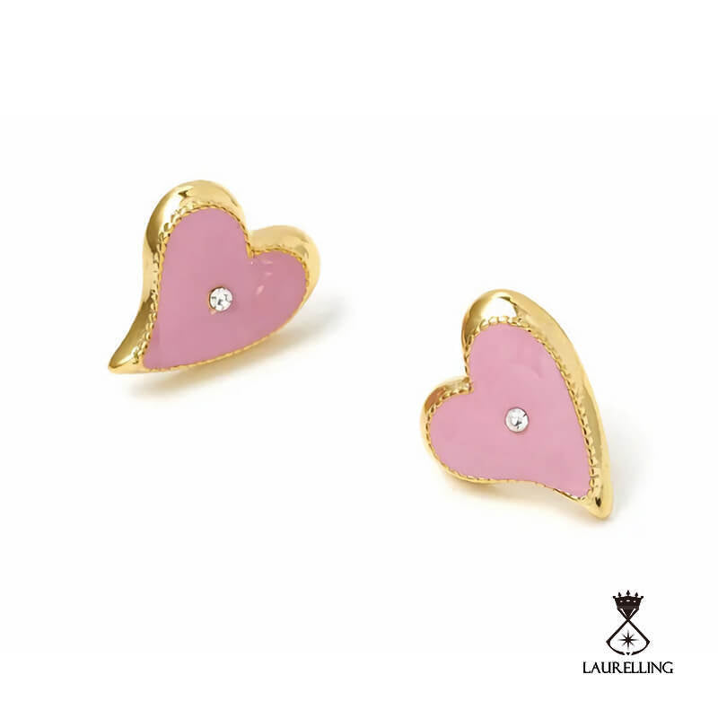 Heart-shaped Powder Crystal S925 Small Stud Earrings