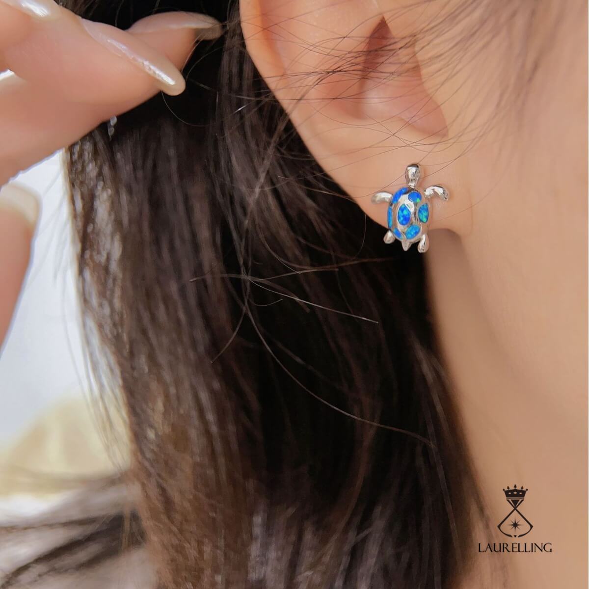 Blue Spotted Turtle Fashion Stud Earrings