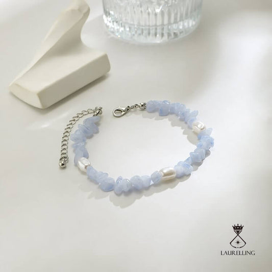 Blue Chalcedony Freshwater Pearl Bracelet