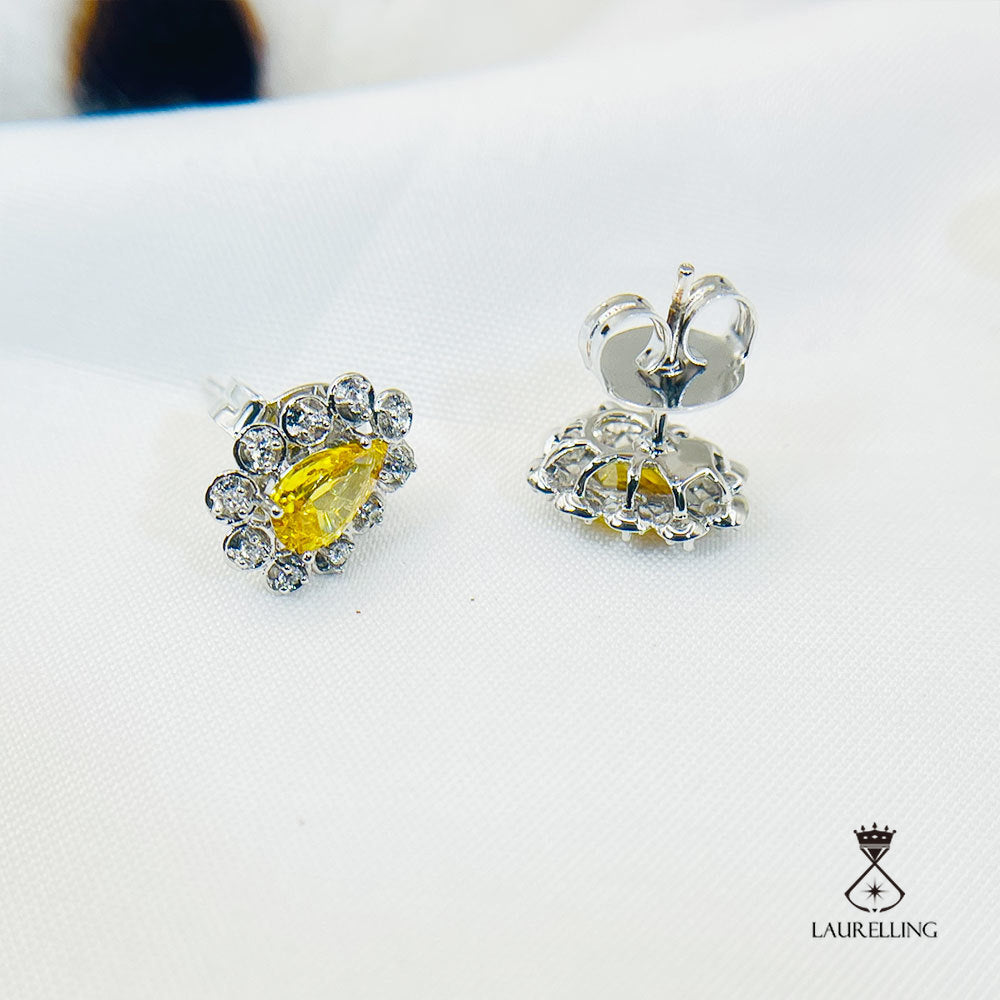 Halo Drip Yellow Stone Stud Earrings