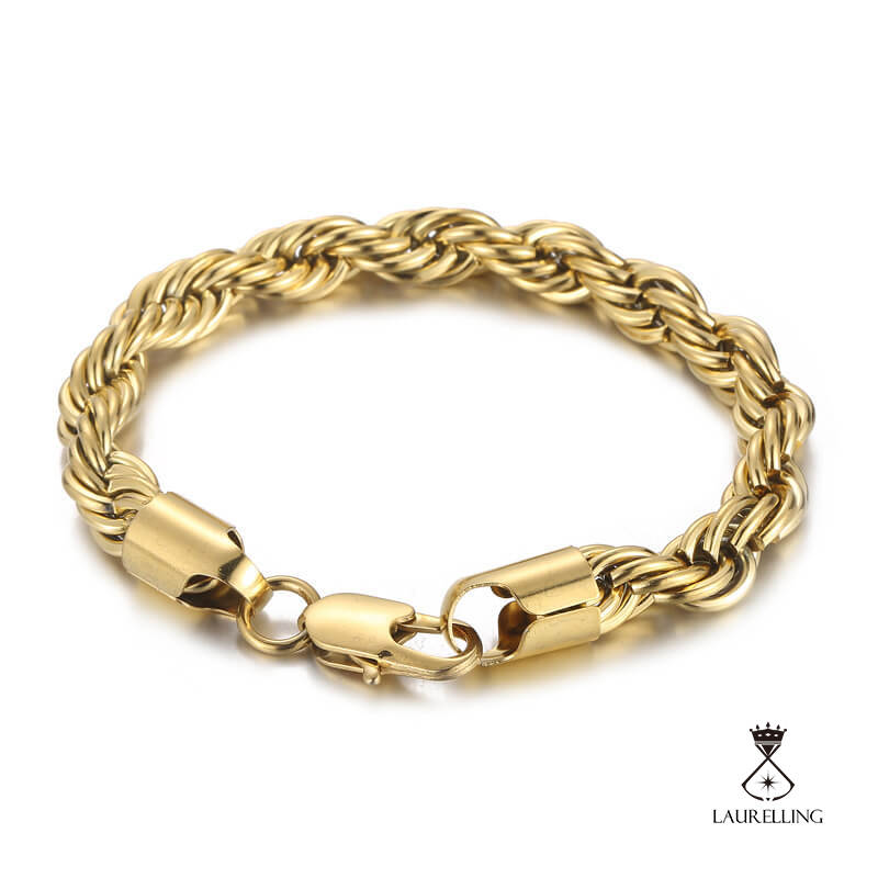 Titanium Steel Gold Double Color Twist Bracelet