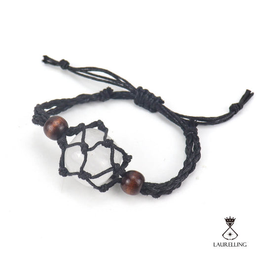 Black Braided Rope Stone Bracelet