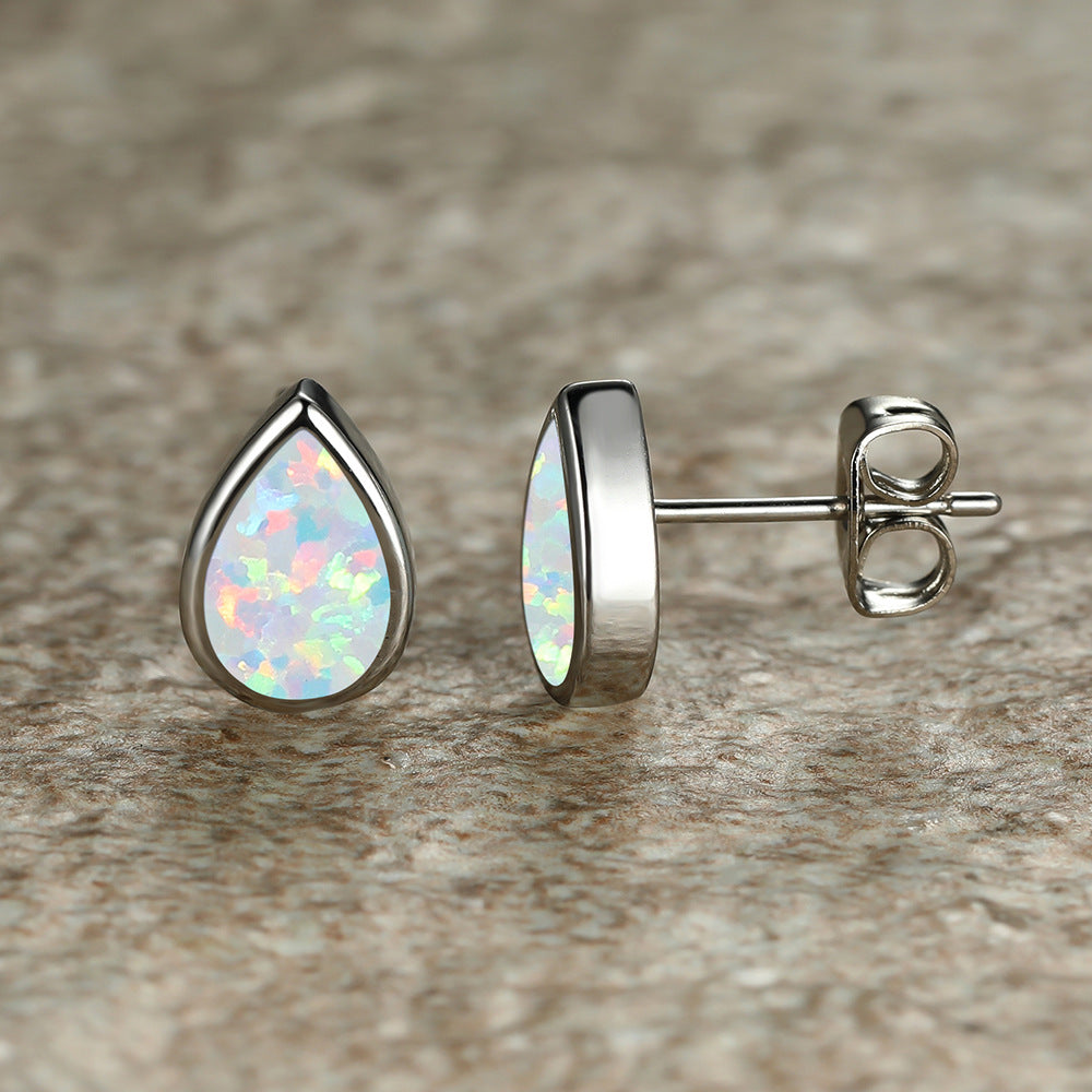 Fashion Simple Opal Water Drop Earrings