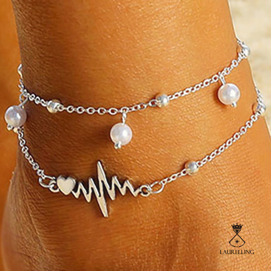 Bohemian Double Pearl ECG Anklet