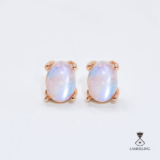 S925 Sterling Silver with Moonstone Stud Earrings