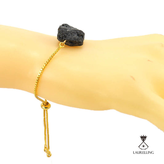 Simple Single Stone Adjustable Golden Bracelet
