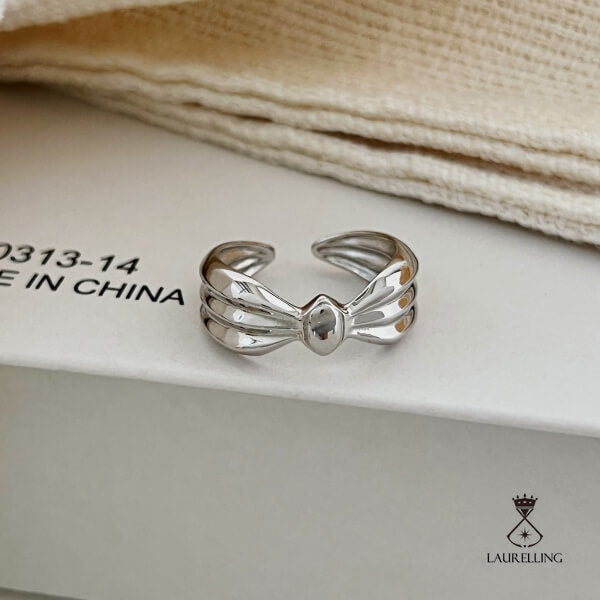 S925 Sterling Silver Bow Open Ring