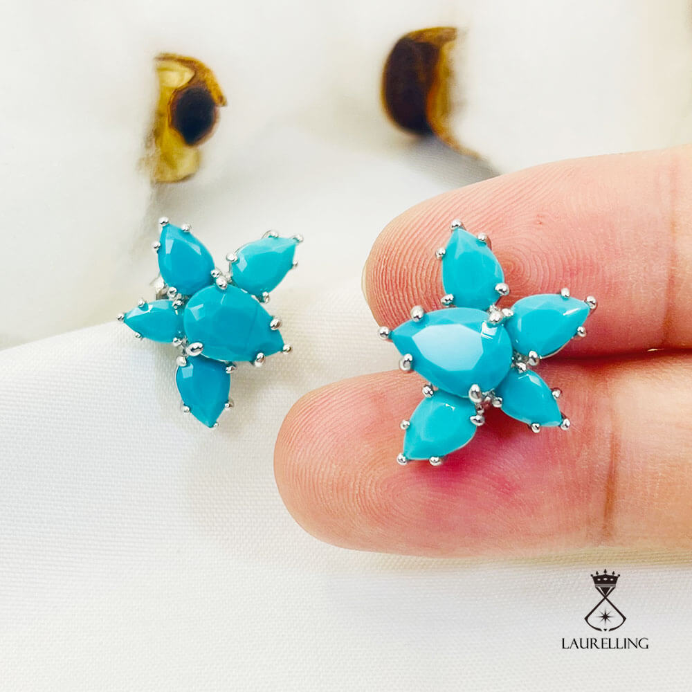 Turquoise Drip Stone Kite Shape Stud Earrings