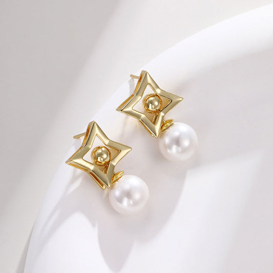 Star Imitation Pearl Detachable Two-Wear Stud Earrings
