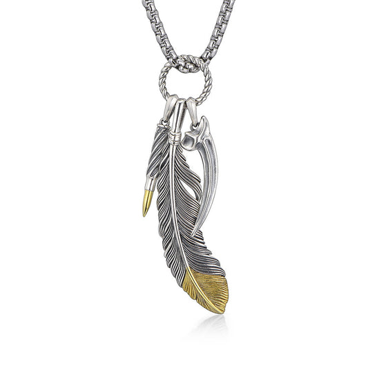Feather Sterling Silver Necklace Vintage Pendants Necklace