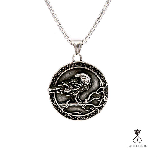 Viking Raven Rune Pendant Necklace