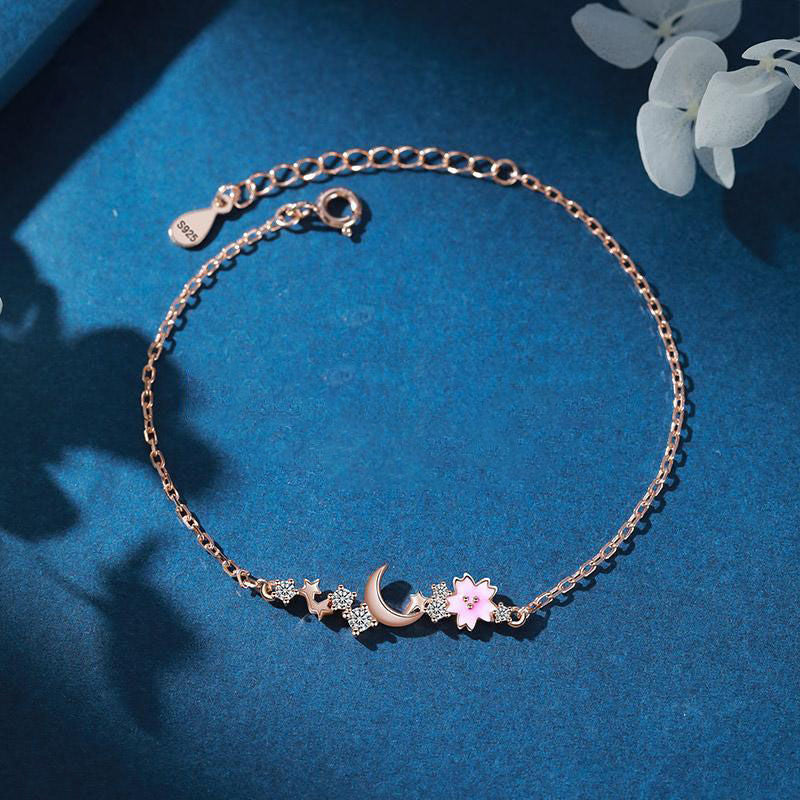 Stars Moon and Flowers Exquisite Bracelet