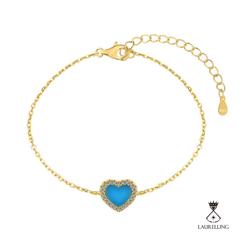 S925 Sterling Silver Love Blue Agate Bracelet