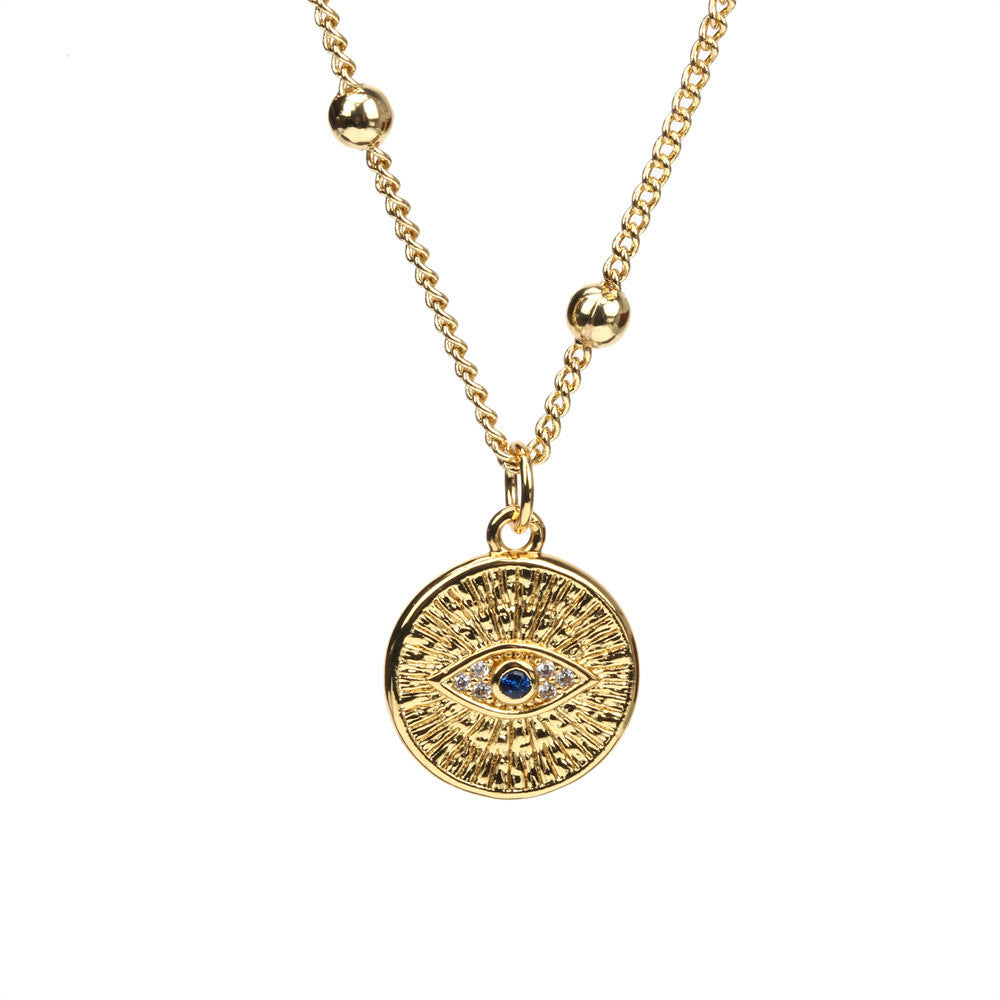 Golden Evil Eye Totem Pendant Necklace