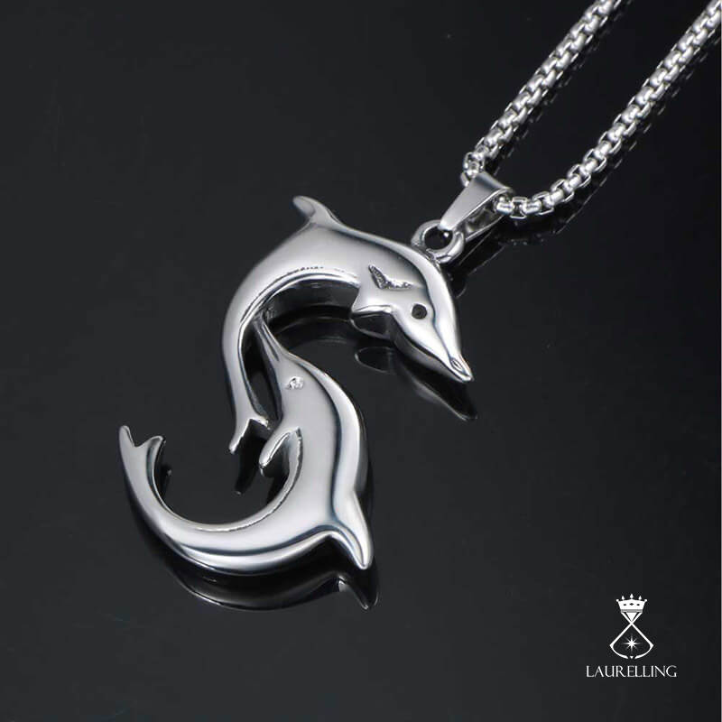 Playful Dolphin Titanium Steel Pendant Necklace