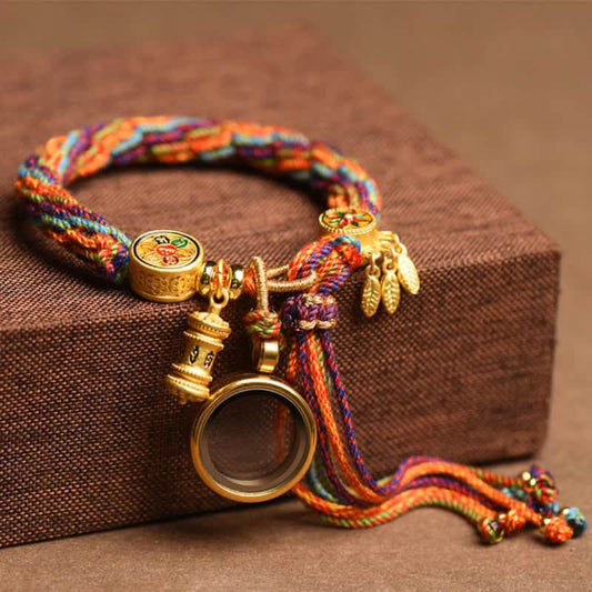 Om Mani Padme Hum Dreamcatcher Luck Colorful Reincarnation Knot String Bracelet