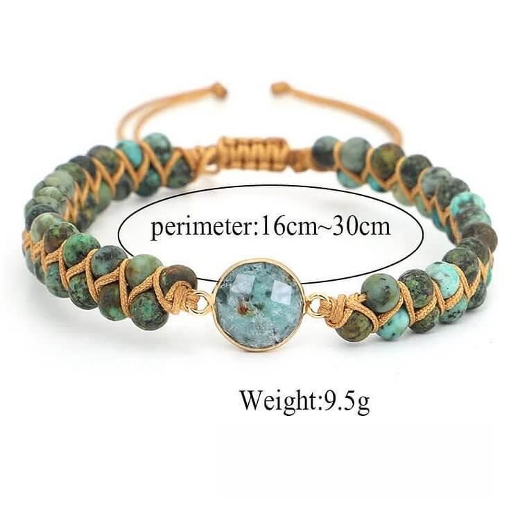 Braided Double Stone Wrap African Turquoise Handmade Bracelet