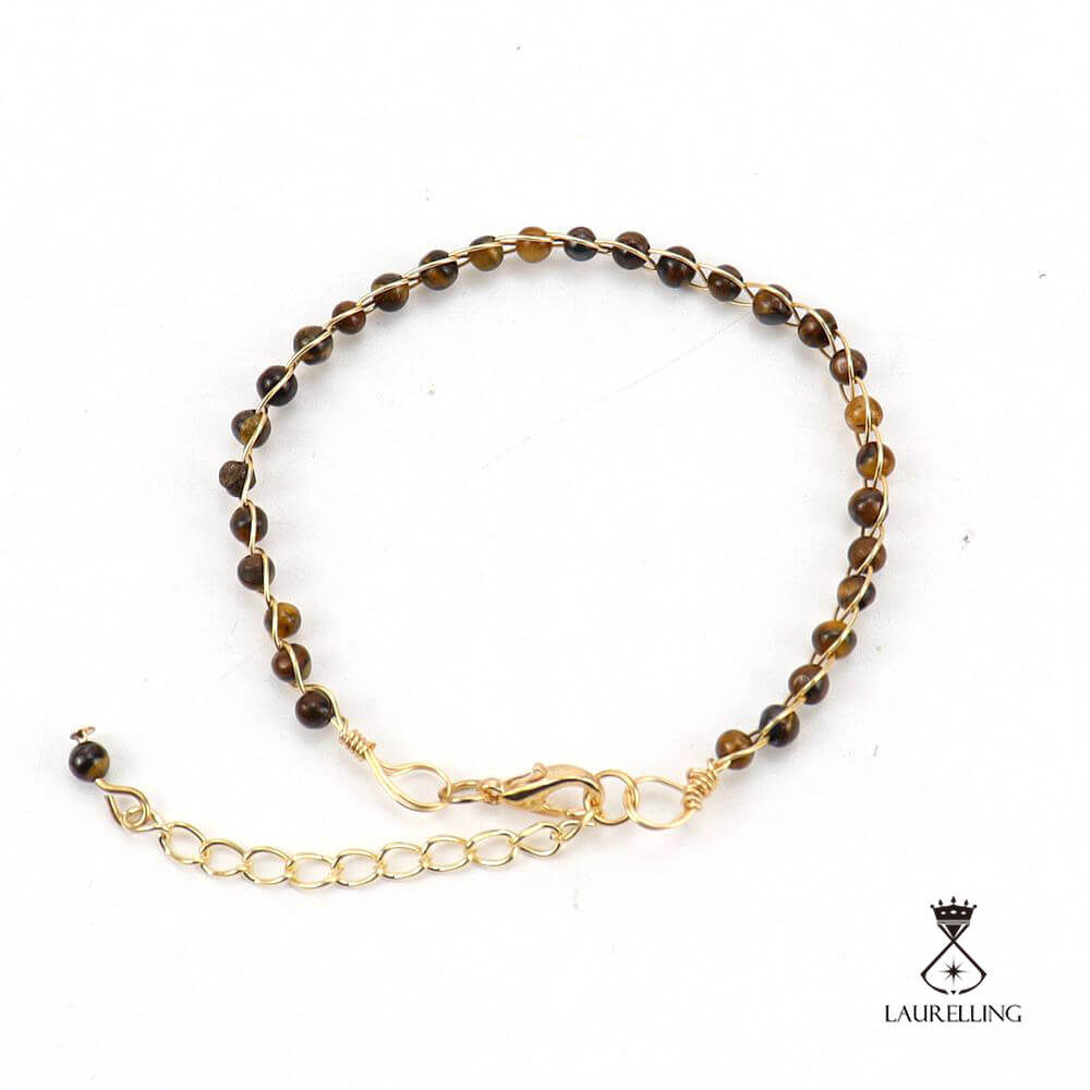 Gold Wrapped Agate Bead Adjustable Bracelet