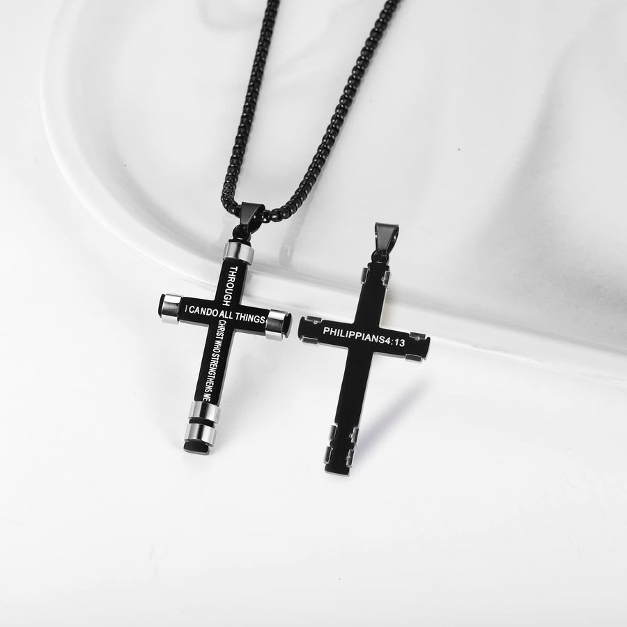 "I CAN DO ALL THINGS" Men's Strength Cross Necklace
