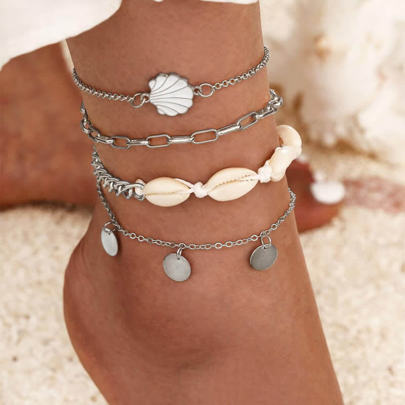 4Pcs Summer Bohemian Anklet Bracelet Set
