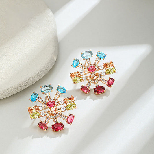 Fashionable Fireworks Colored Zircon Stud Earrings for Women