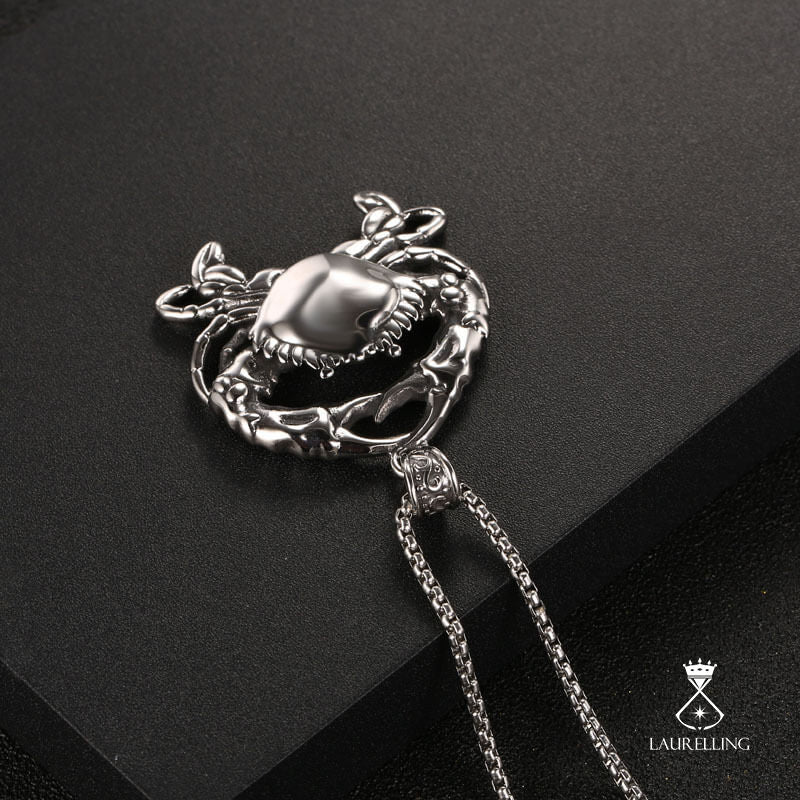 Titanium Steel Punk Cute Little Crab Pendant Necklace