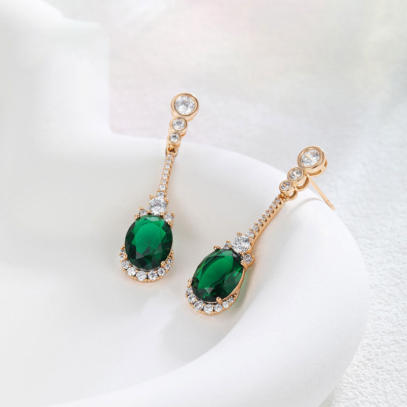 Vintage Simulated Emerald Zirconia Stud Earrings