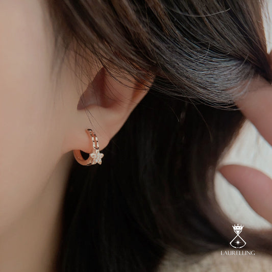 Floral Design with Diamond Stud Earrings