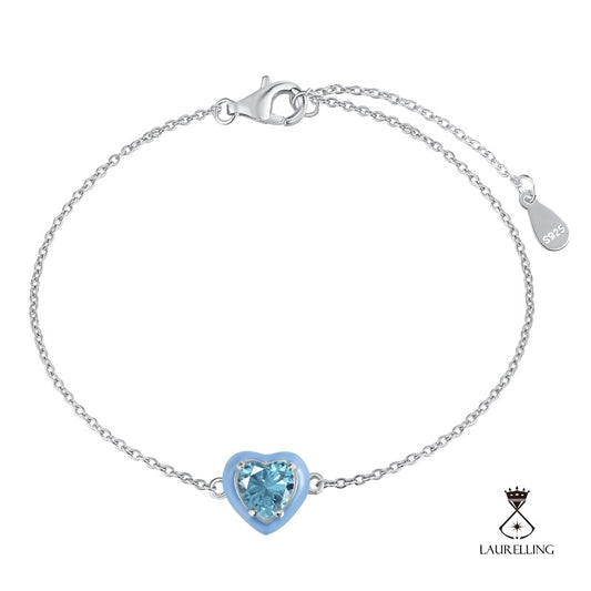 S925 Sterling Silver Blue Heart Drop Glue Blue Heart Bracelet
