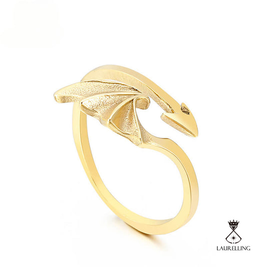 Stainless Steel Arrow Devil Wing Feather Ring