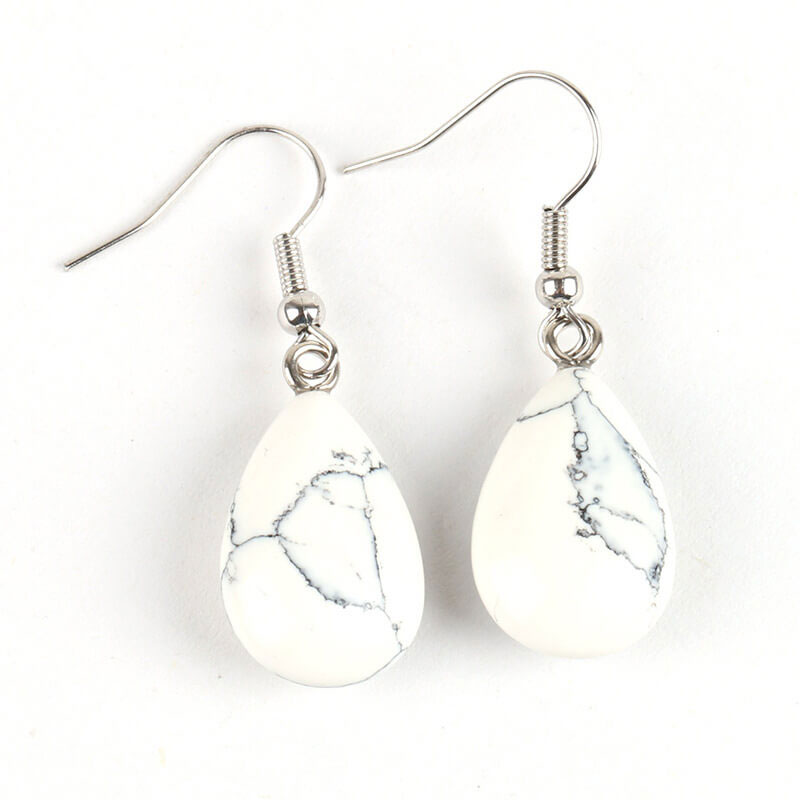 Simple Flat Drop Earrings in Polished Stone