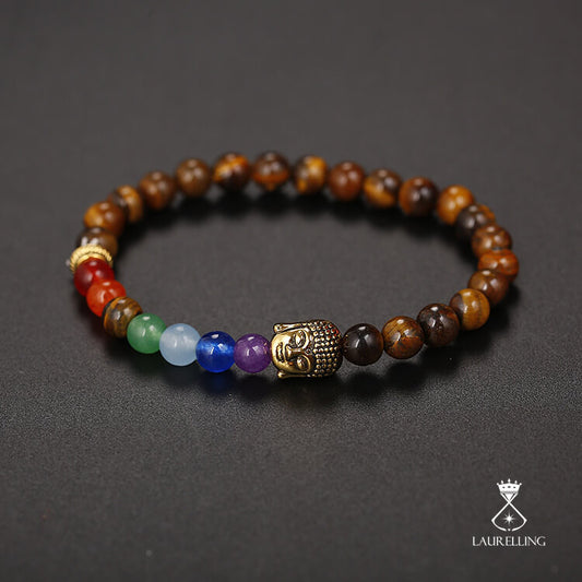 6MM Tiger Eye Stone Buddha Head Bracelet