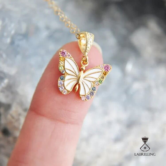 "Fly into my dream"-Vintage Butterfly Colorful Zircon Necklace