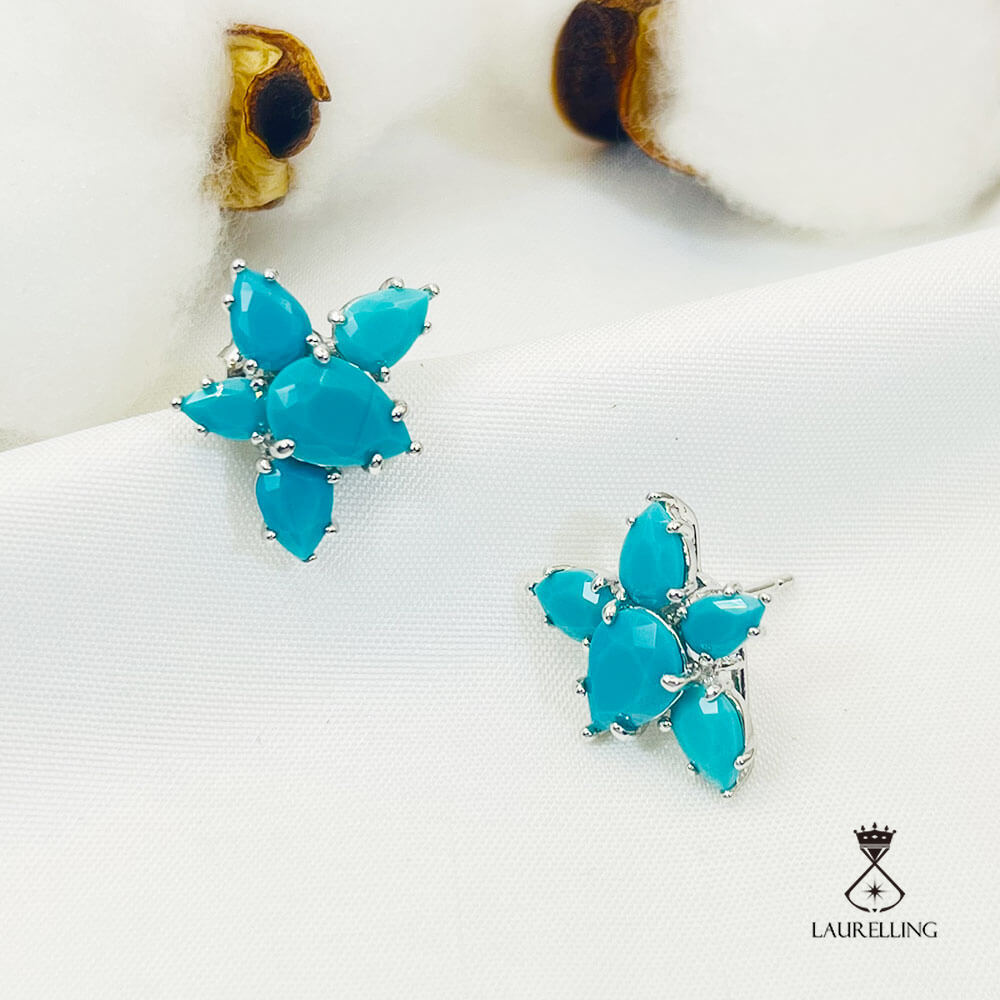 Turquoise Drip Stone Kite Shape Stud Earrings