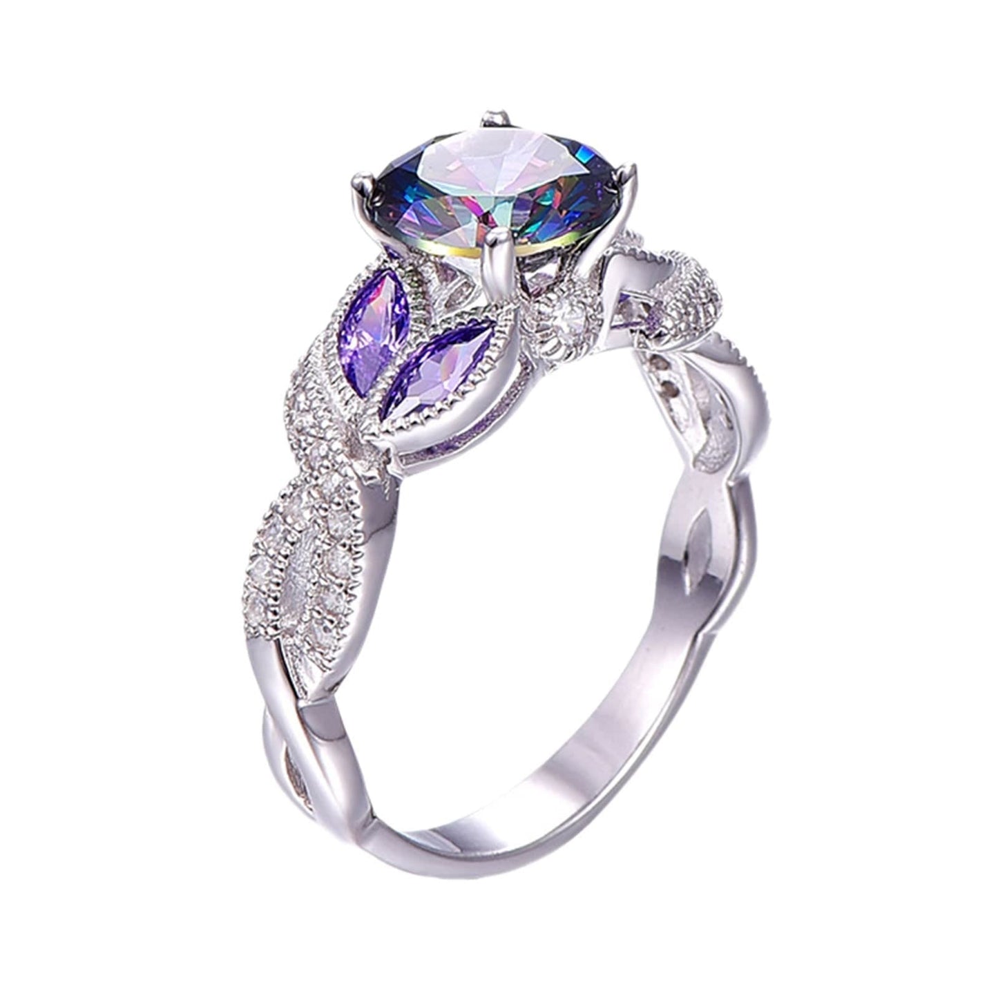Colorful Oval Zircon Ring
