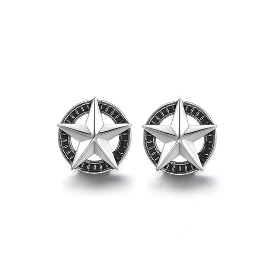 Sterling Silver Pentagram Stud Earrings