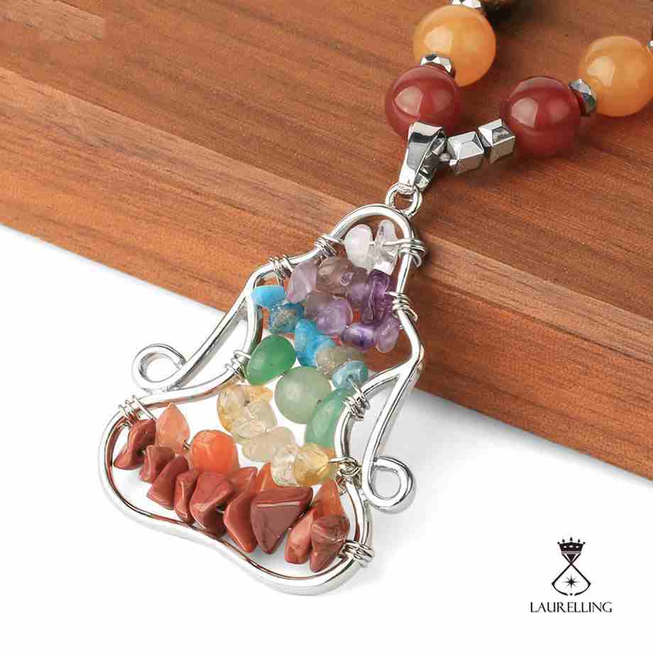Crystal Colorful Bead Energy Pendant Necklace