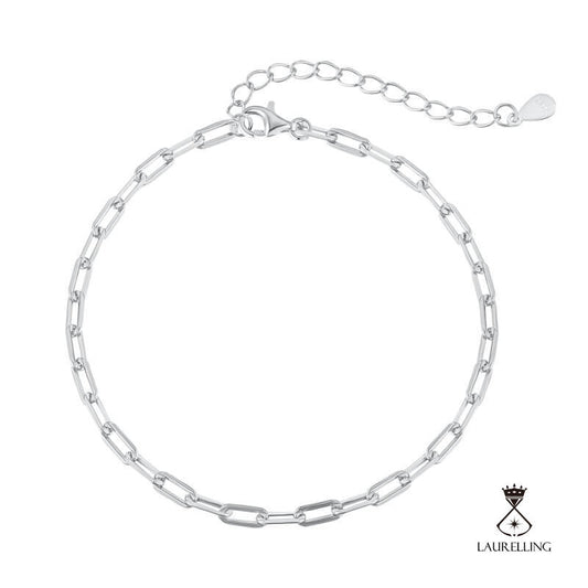 S925 Sterling Silver Paper Clip Simple Chain Bracelet